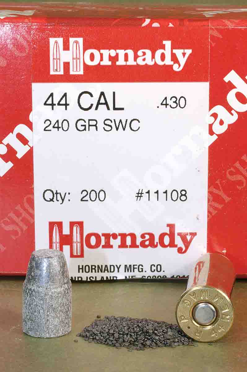 A 240-grain swaged lead bullet makes a nice target bullet in the .44.